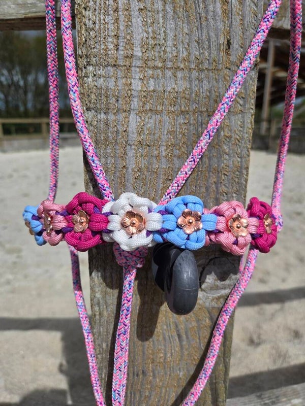 Licol en corde fleurs