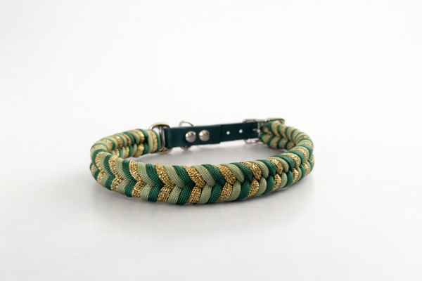 Collier paillette épi vert et or