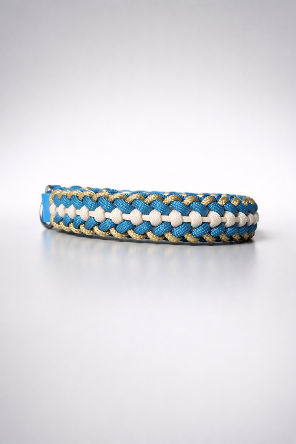 Collier rond bleu et or