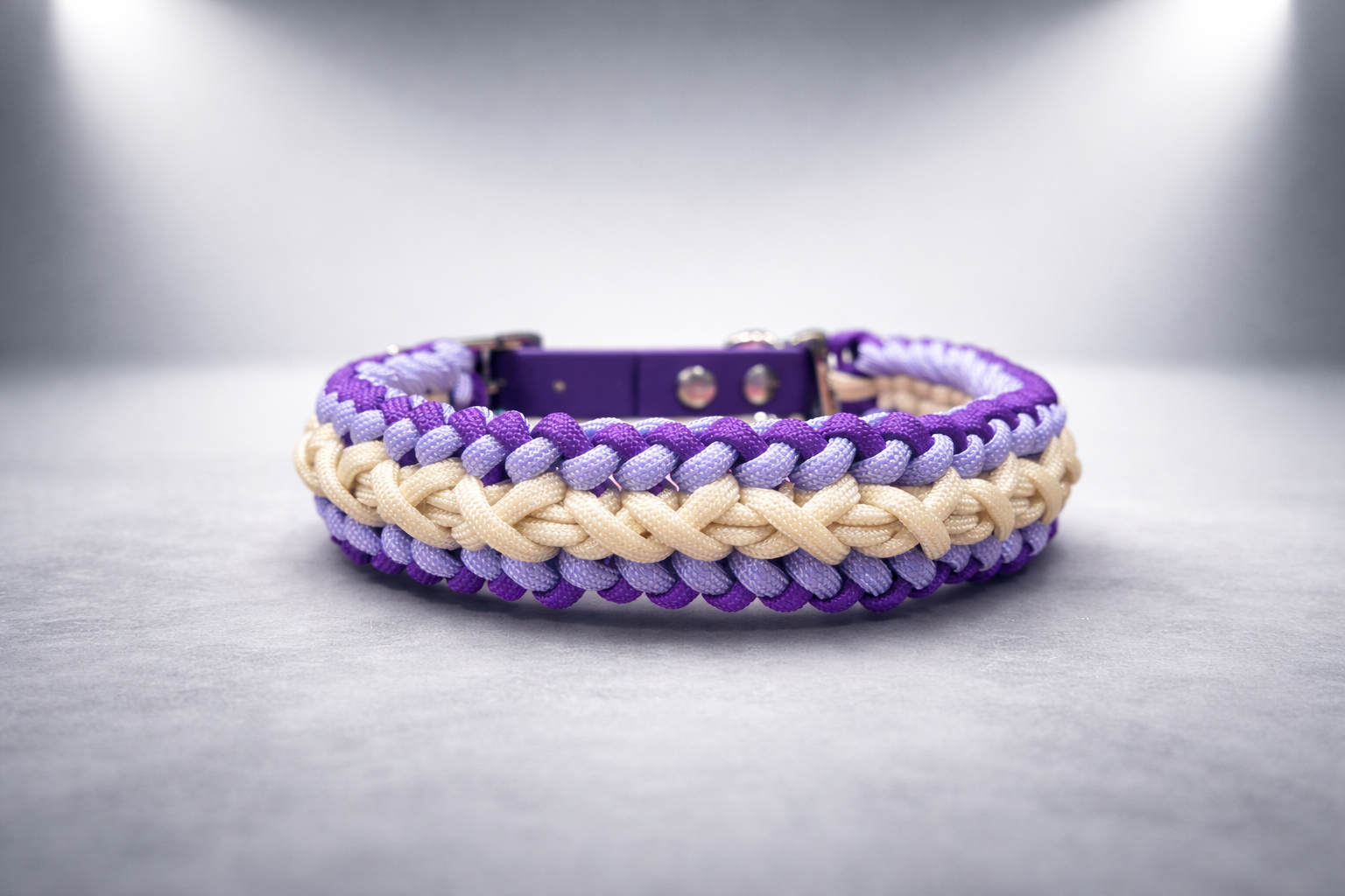 Collier Croix violet et beige