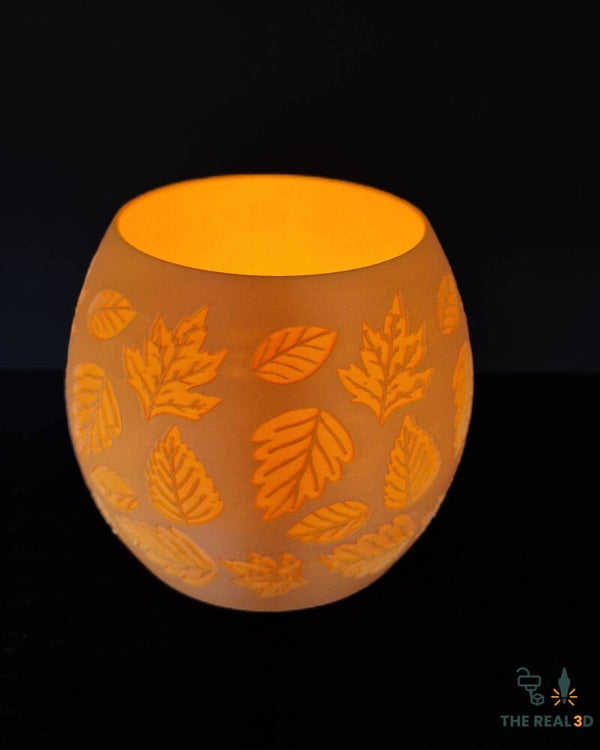 Herfst theelichtje met LED kaarsje