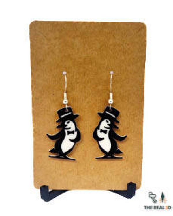 Oorbellen Pinguin met hoed