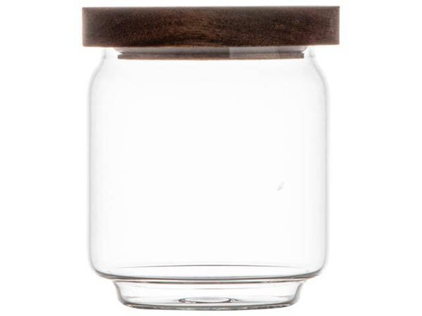 Voorraadpot - glas-acacia - dia 9x11 cm