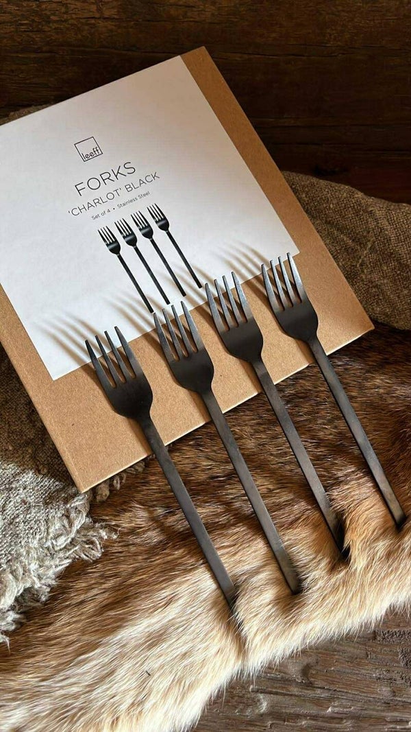 Dessertvorkjes - zwart - 4 stuks