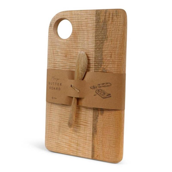 Mango boterbord met mes - naturel