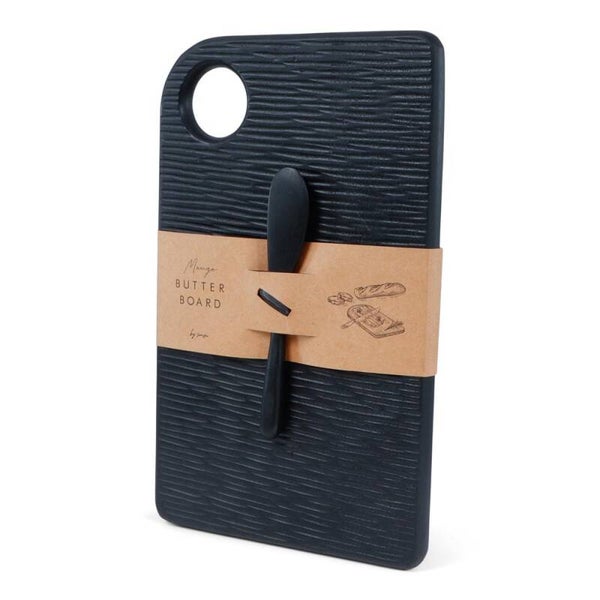 Mango boterbord met mes - zwart