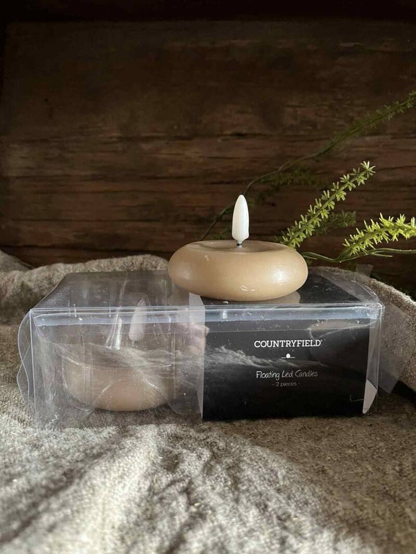 Drijfkaars - Led - beige - per 2 stuks