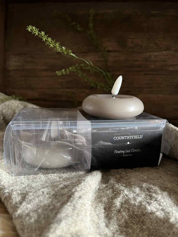 Drijfkaars - Led - taupe - per 2 stuks