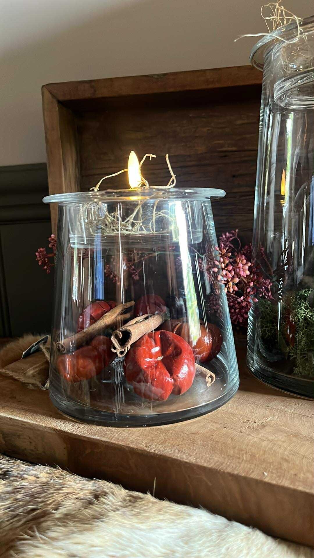 Windlicht met glazen theelichthouder - S