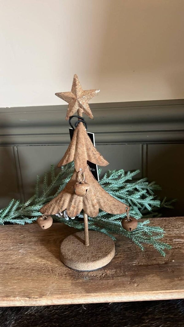 Kerstboompje met bellen - Roest - S
