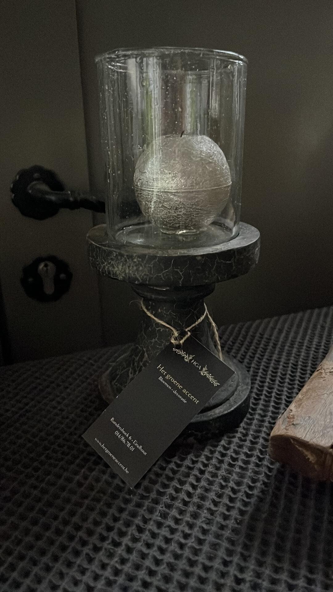 T-lichthouder - houten voet - glazen T-licht