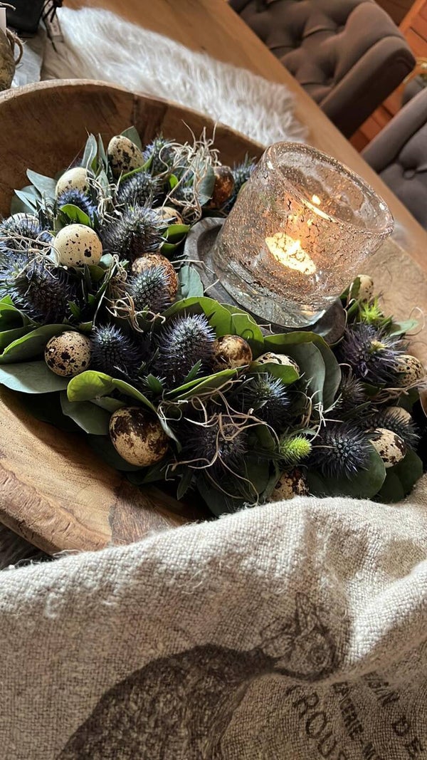 Krans - euca - blauwe distel