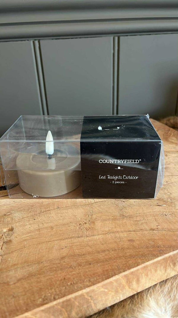 Theelicht - XL - Led - taupe - per 2 stuks