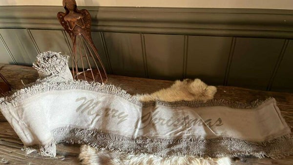 Lint kerstboom - Merry Christmas- beige