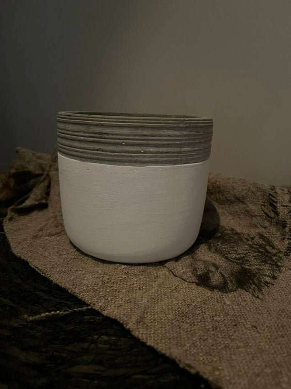 Pot - Rond - Wit-grijs