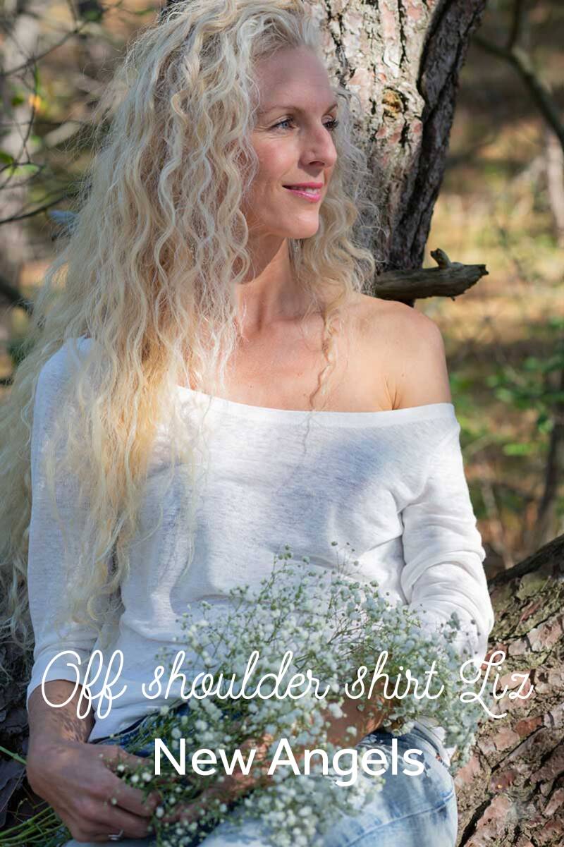 New Angels hennep shirts. 100% hennep kleding. t-shirts gemaakt van hennep. pure hennep. natuurlijke kleding. betaalbare hennep kleding dames. off shoulder dames top. fair made dameskleding. Hennep kleding, hennep vezel, hennep stof. Hennep stof kopen. he