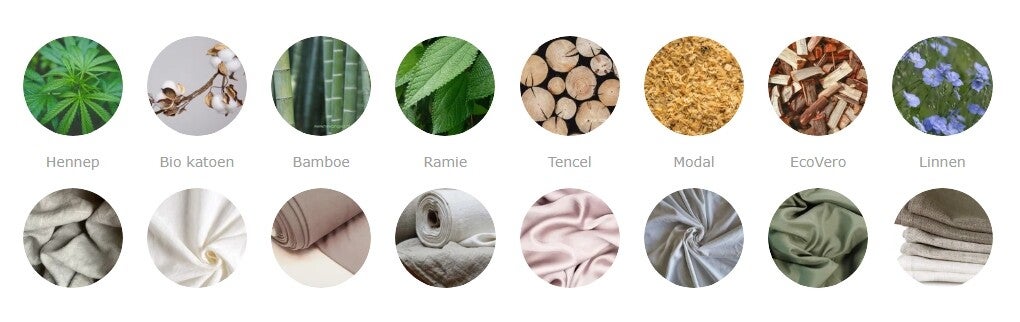 Duurzame kleding wordt gemaakt van ecologische en milieuvriendelijke stoffen. Het liefst ook nog biologisch en diervriendelijk (vegan), zoals hennep, biologisch katoen, bamboe, ramie, Tencel, modal, EcoVero of Linnen. Wol, zijde, leer , kasjmier en alpaca