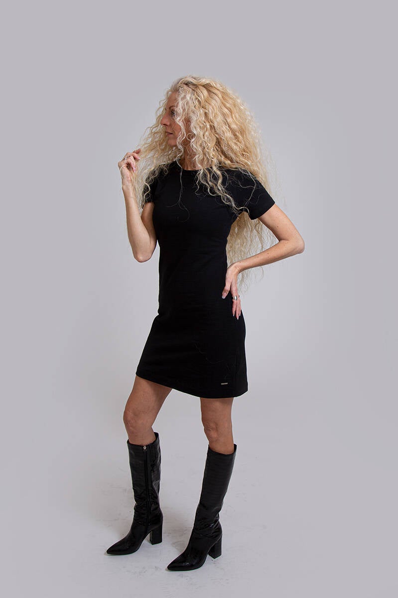 New Angels zwart jurkje. What does the term "little black dress" mean? Why was Chanel's little black dress so popular? What does Avon Little Black Dress smell like? Is little black dress still a thing? New Angels Ingrid de Haan, eco fashion, organic 