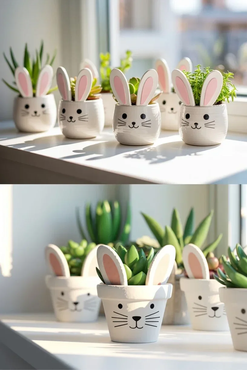 Paas potjes haas. pasen knutselen, knutselen voor pasen, bloemstuk maken pasen, pasen decoratie. planten potje konijn. pasen decoratie knutselen volwassenen,  knutsel idee pasen,  knutselideetjes pasen,  pasen decoratie zelf maken,  pasen decoratie DIY