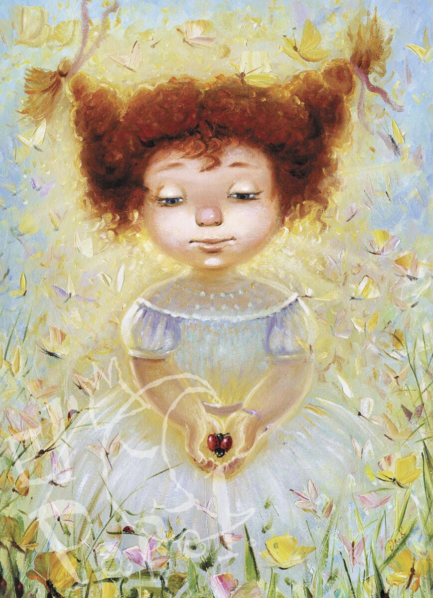 Ansichtkaart 'Lente met lieveheersbeestje'