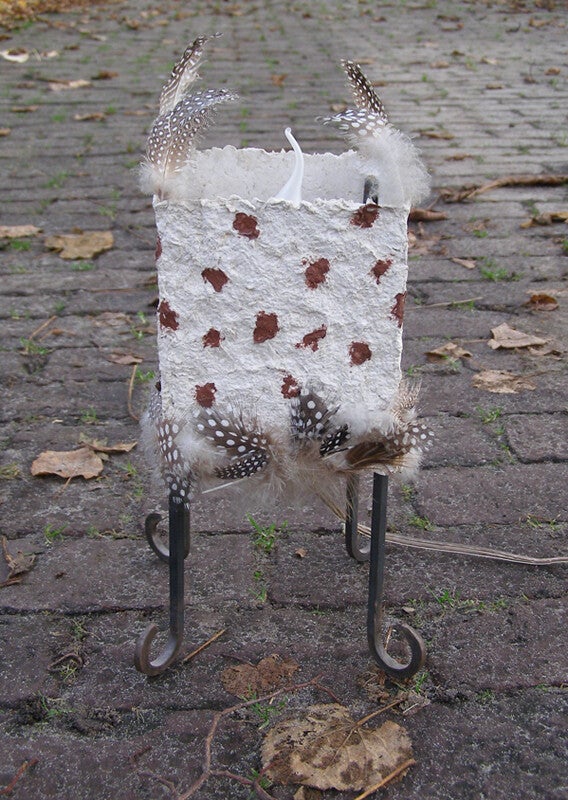 'Vierkante verenlamp' papier-maché lamp