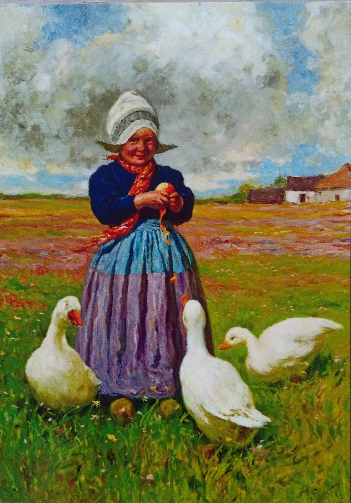 GB Ansichtkaart 'Hollands meisje met ganzen'