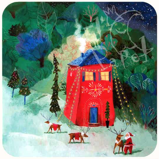 Kerstkaart `Het huis van de Kerstman` - Izou