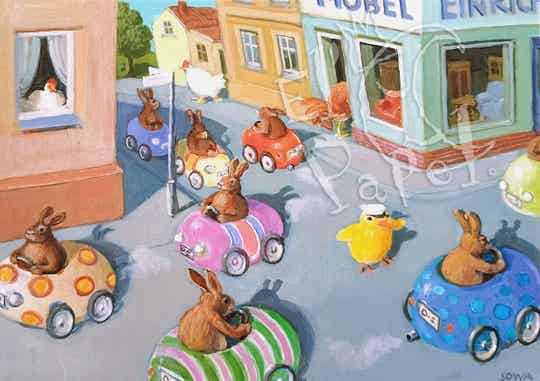 Ansichtkaart 'Paasdrukte'