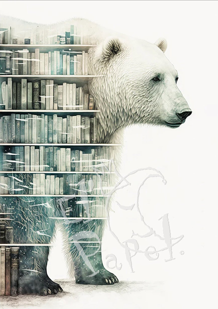 Ansichtkaart 'Double exposure - slimme ijsbeer'