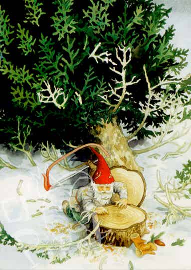 Ansichtkaart 'Kabouter velt kerstboom'