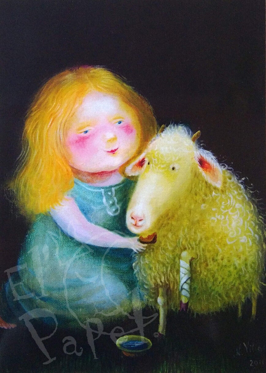 Ansichtkaart 'Mijn arme schaapje'