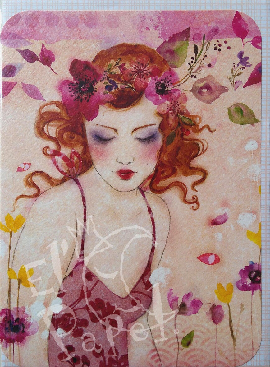 Santoro wenskaart 'Met bloemenkrans' - Eclectic serie