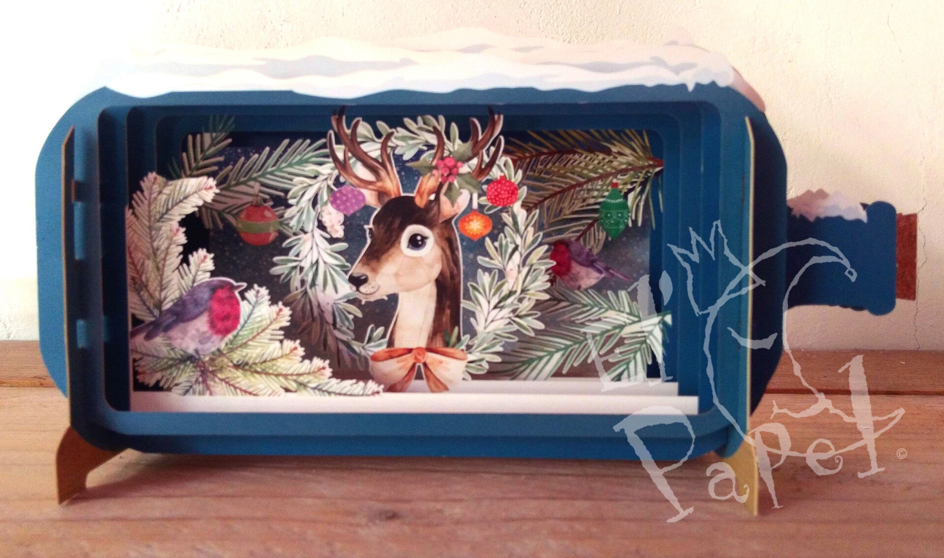 Message in a bottle `Rendier in Kerstkrans`