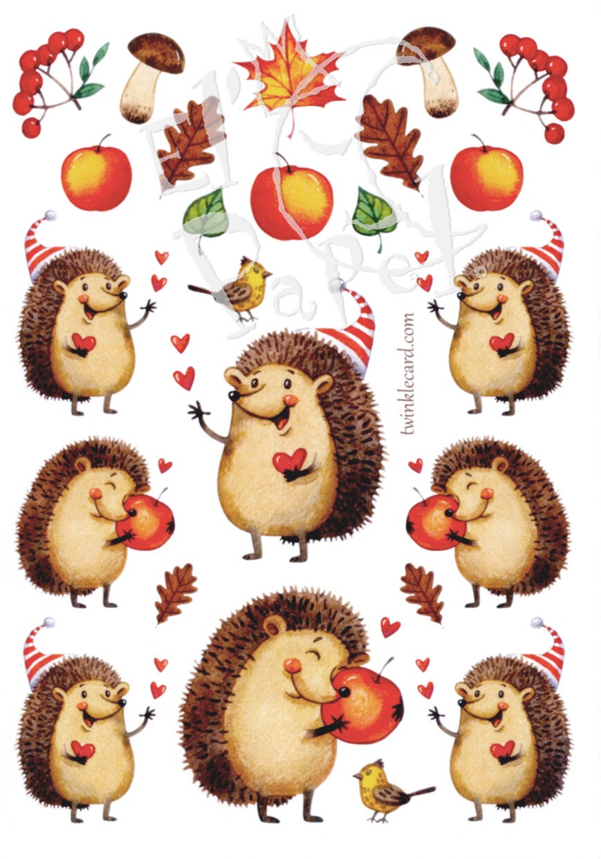 Stickervel herfst/winters egeltje (12 st.)