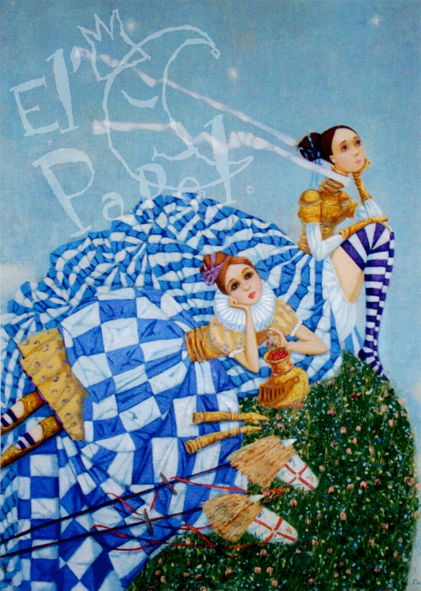 Ansichtkaart 'Op stap met de stokpaardjes'