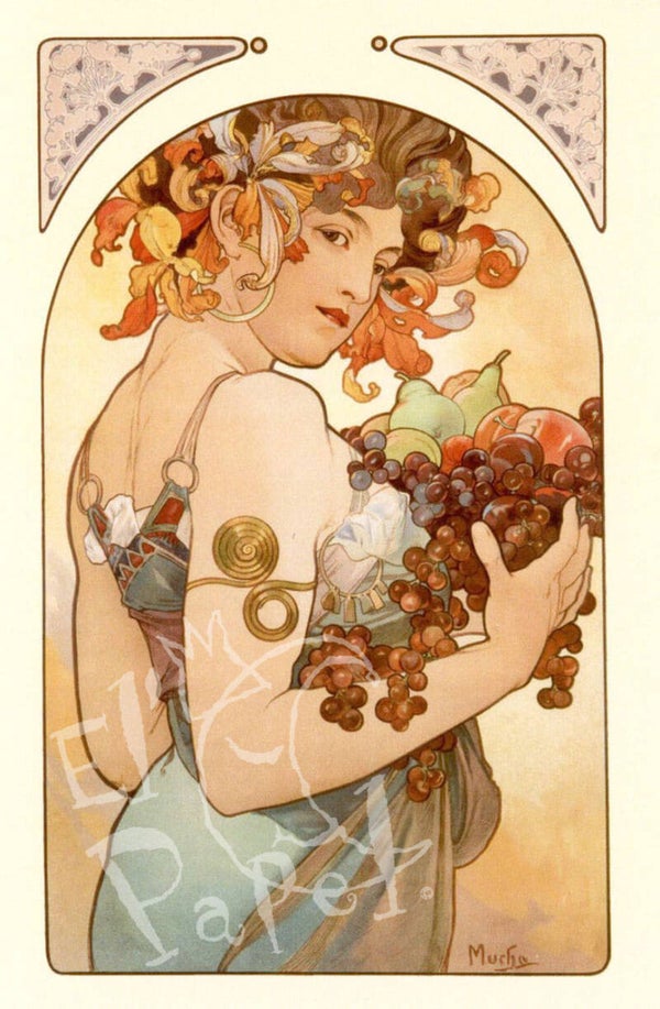 Ansichtkaart 'Fruit - Mucha'