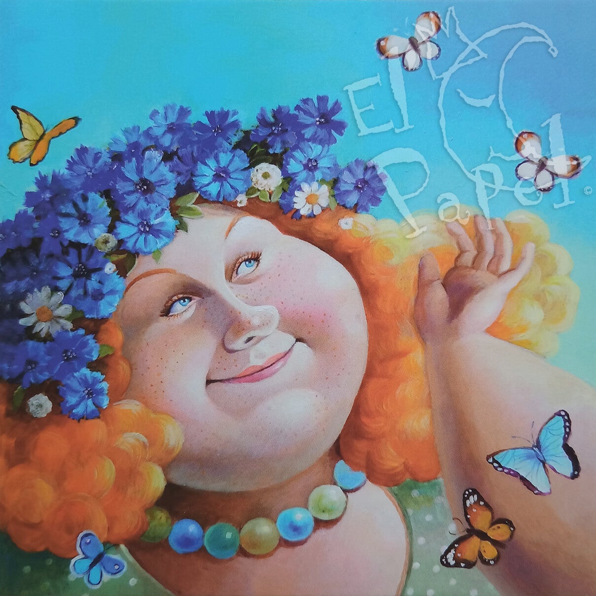 Ansichtkaart 'Een krans met korenbloemen'