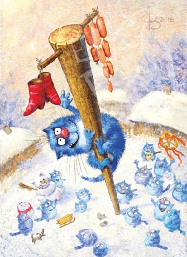 Winterse ansichtkaart 'Jaarlijks dorpsfeest'