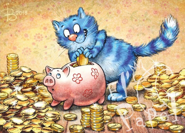 Ansichtkaart 'Vetgemest spaarvarkentje'