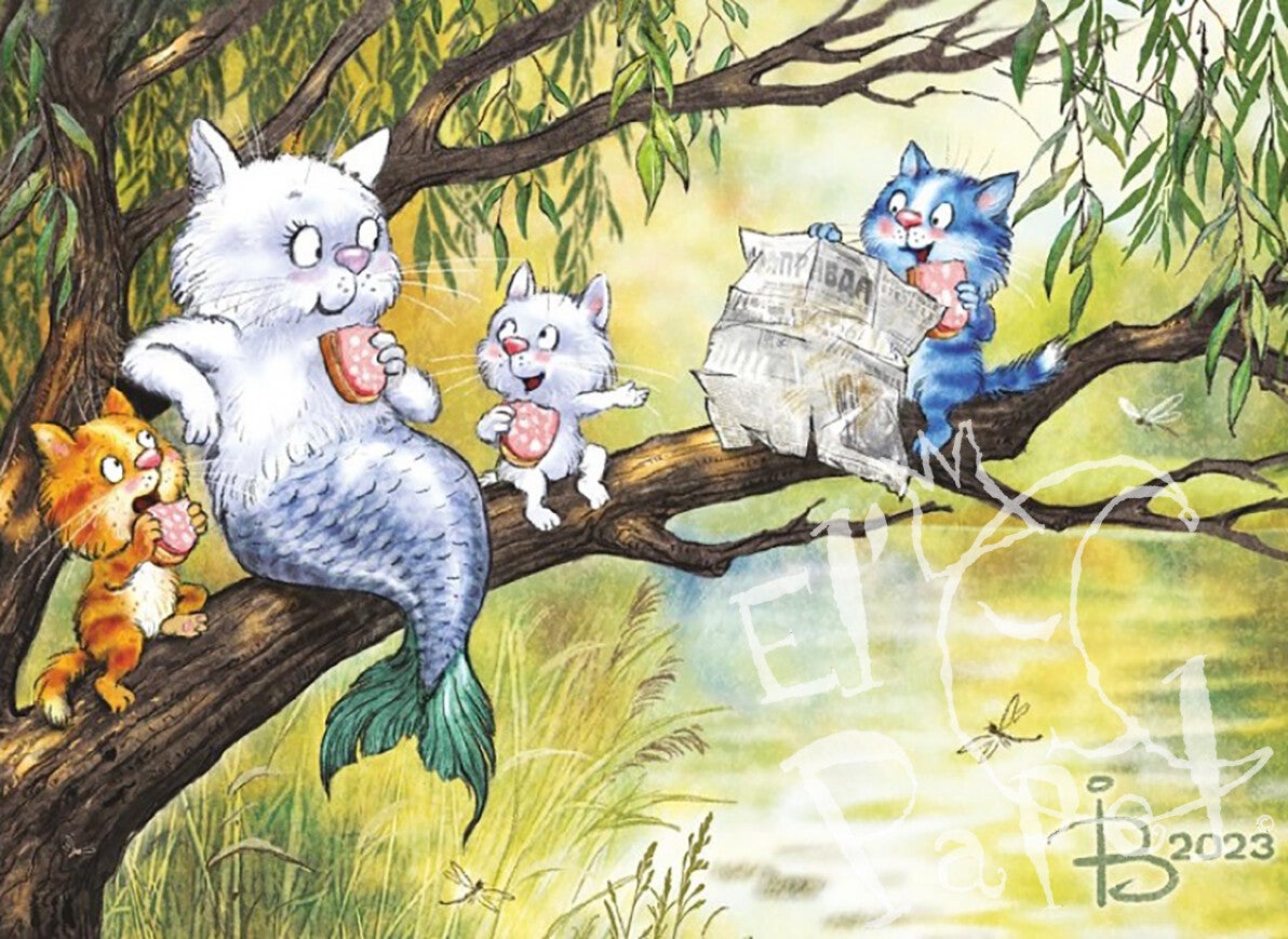 Ansichtkaart 'Samen met de zeemeermin'