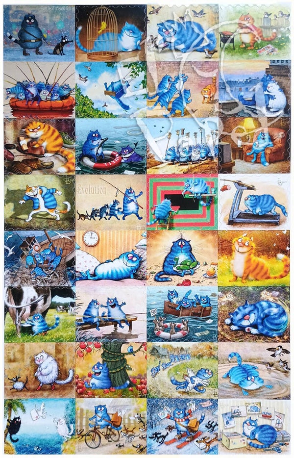 Blauwe Katten stickers 'Ontspanning'