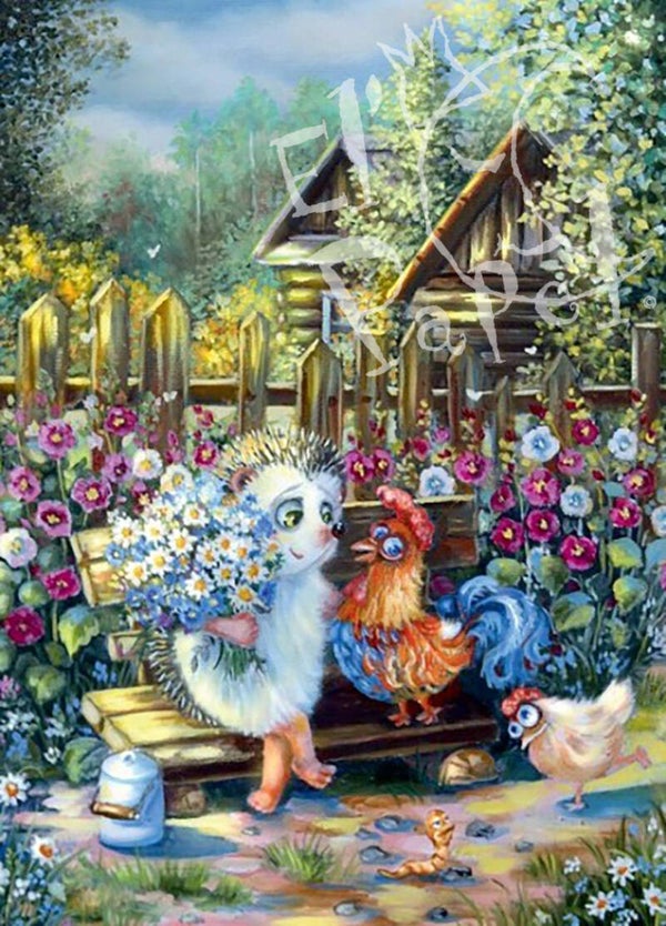 Ansichtkaart 'Egel en haan'