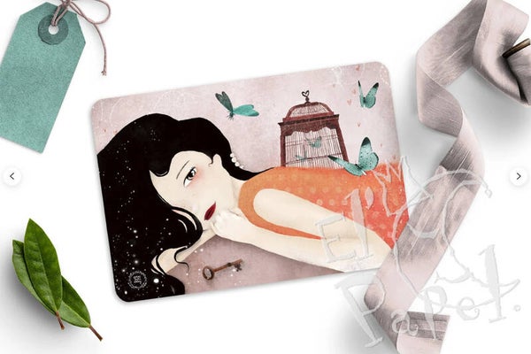 Kunstkaart `Blauwe vlinders`