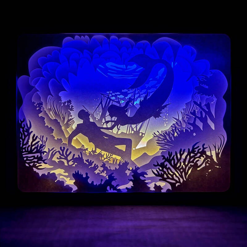 Super gave 'lichtdozen' van Alljoy, met gelaagde sprookjesachtige papier-silhouet voorstelling met LED-verlichting.