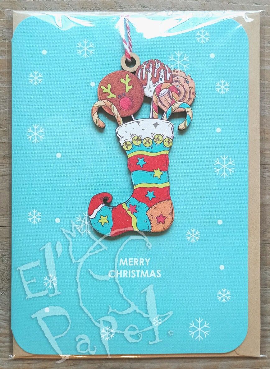 Boomhanger Kerstkaart 'Kerstsok'