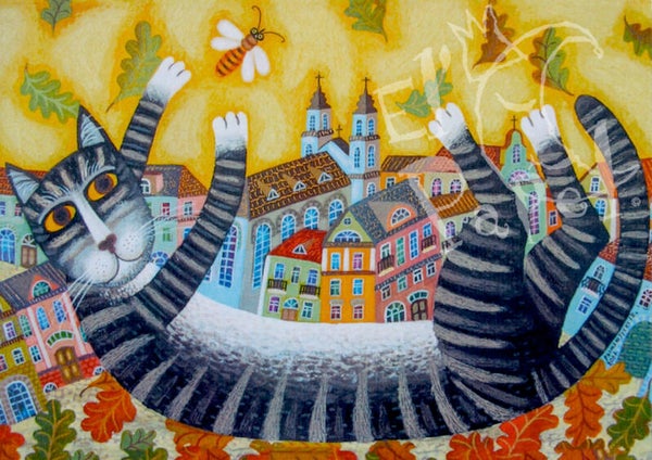 Ansichtkaart 'De tijd van de vallende blaadjes'