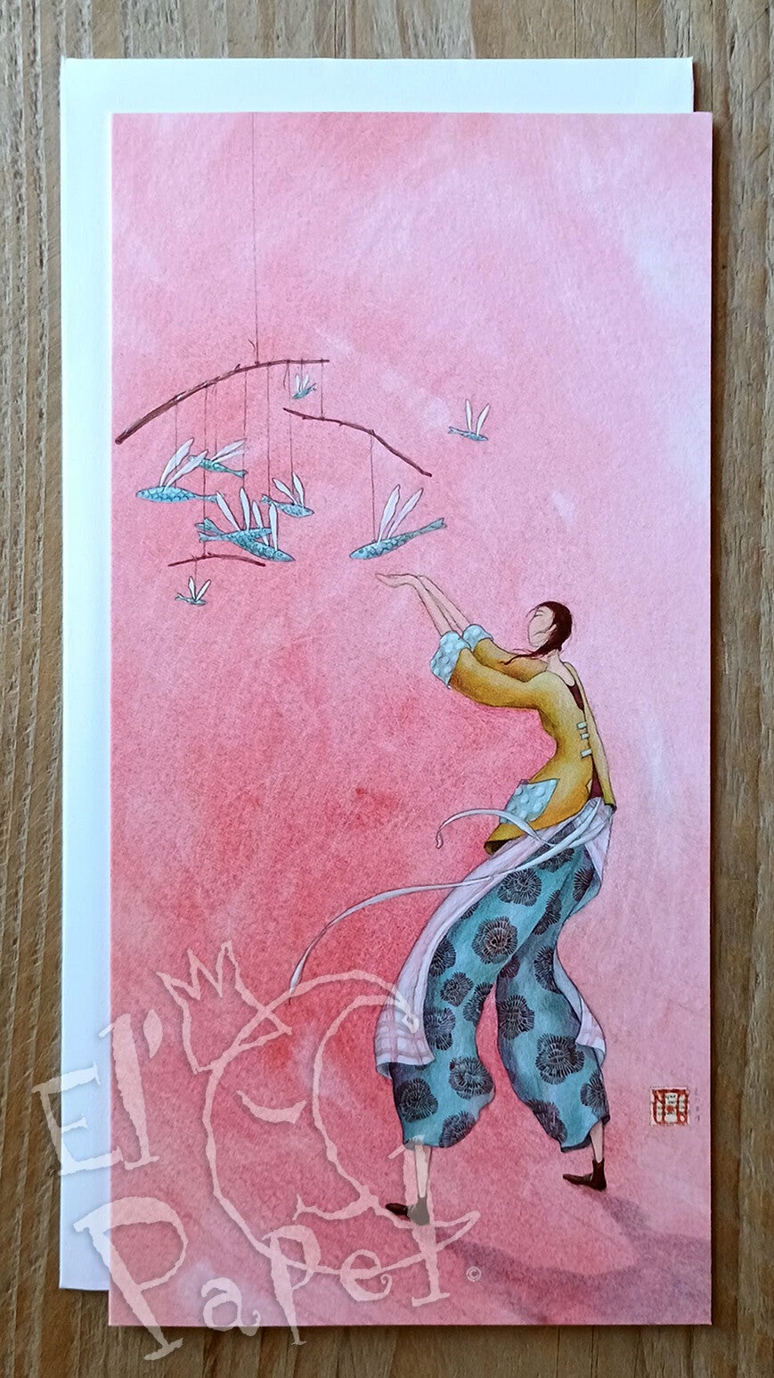 Luxe wenskaart met enveloppe 'De vlucht'