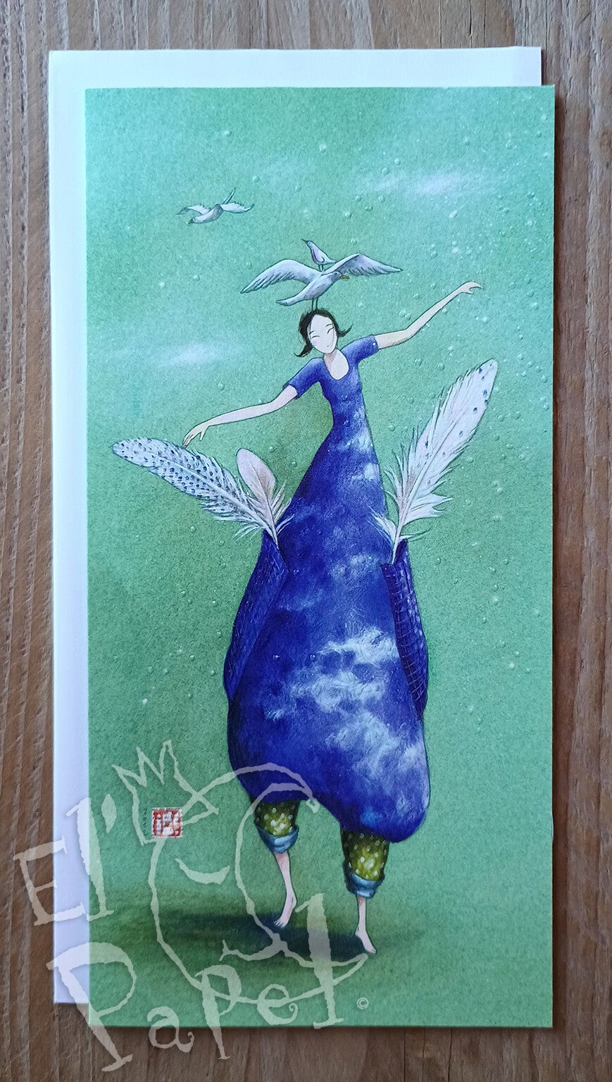 Luxe wenskaart met enveloppe 'Zij draagt lucht'