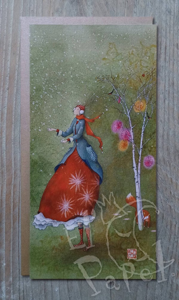 Luxe Kerst wenskaart met enveloppe 'Sneeuw'