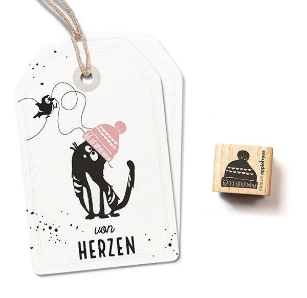 Rubber stempel 'Warme muts' (klein - 2)